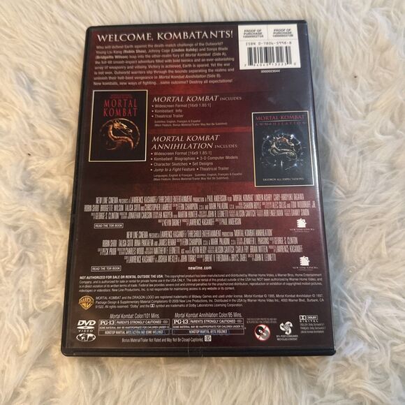 Mortal Kombat I / Mortal Kombat II (DVD, 1997) - Picture 2 of 4